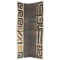 Vintage Natural and Black African Applique Kuba Textile