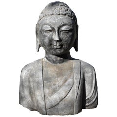 Large Solid Stone Buddha Bust