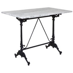 French Style Cast Iron Base with Marble Top Garden Table or Bistro Table