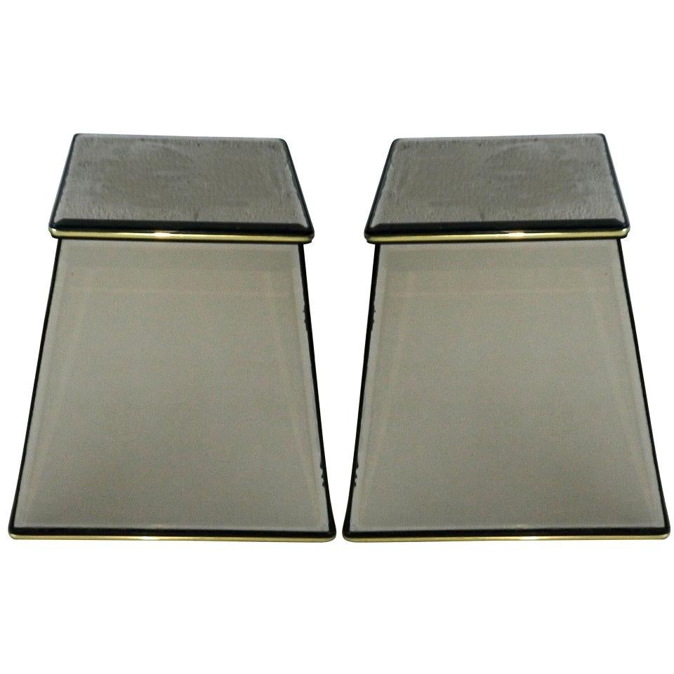 Pair of Italian Mirrored Pedestals For Sale