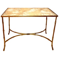 Maison Baguès French Neoclassical Bronze & Antique Glass Coffee Table 1950s
