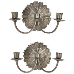 Paire d'appliques en bronze argenté signées Charles, 2 paires disponibles, prix par paire