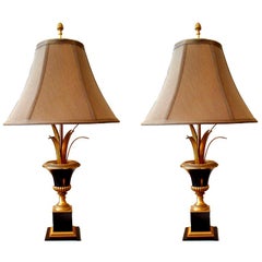 Pair of Maison Charles Neoclassical Brass Table Lamps