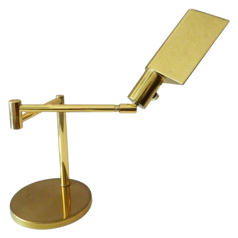 Koch & Lowy Mid-Century Modern Brass Adjustable Swing-Arm Table Lamp