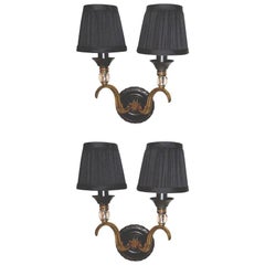 Maison Jansen French Neoclassical Brass Sconces, Wall Lights