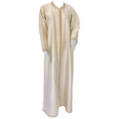 Vintage Moroccan Elegant Luxury Dupiono Silk Caftan Gown Maxi Dress