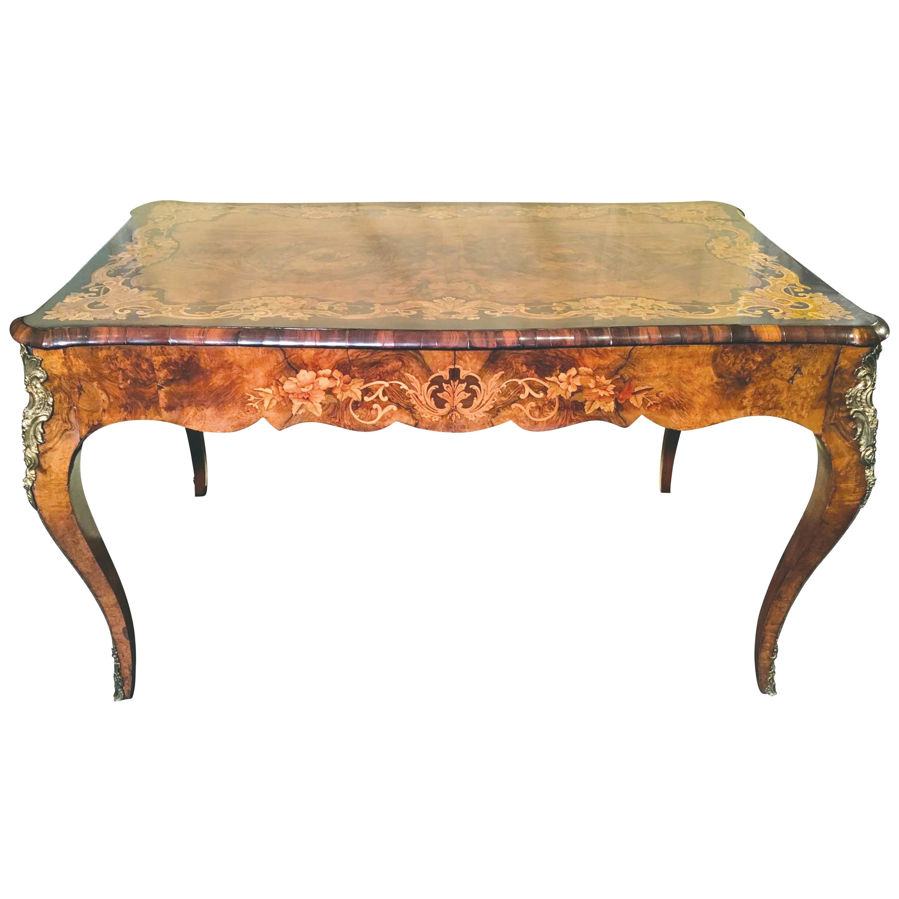 19th Century Napoleon III French Palisander, Rosewood and Walnut Writing Desk For Sale