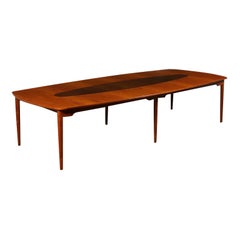Large Table Teak Veneer Vintage Manufactured Italy, 1960s