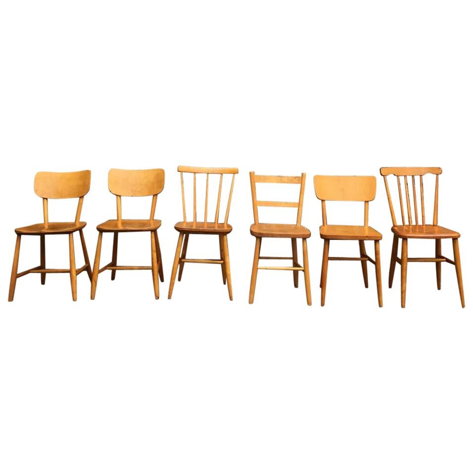 Set of 6 Midcentury Swedish Beech Wood Dining Chairs For Sale