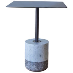Hita Accent Table Square Metal Top and Marble Base