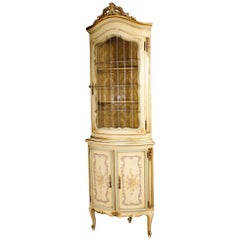 20th Century Lacquered, Gilt and Painted Wood Venetian Corner Cupboard, 1960