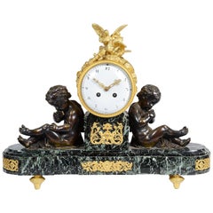 Marmor- und Ormolu-Manteluhr im Louis-XVI-Stil:: 19. Jahrhundert