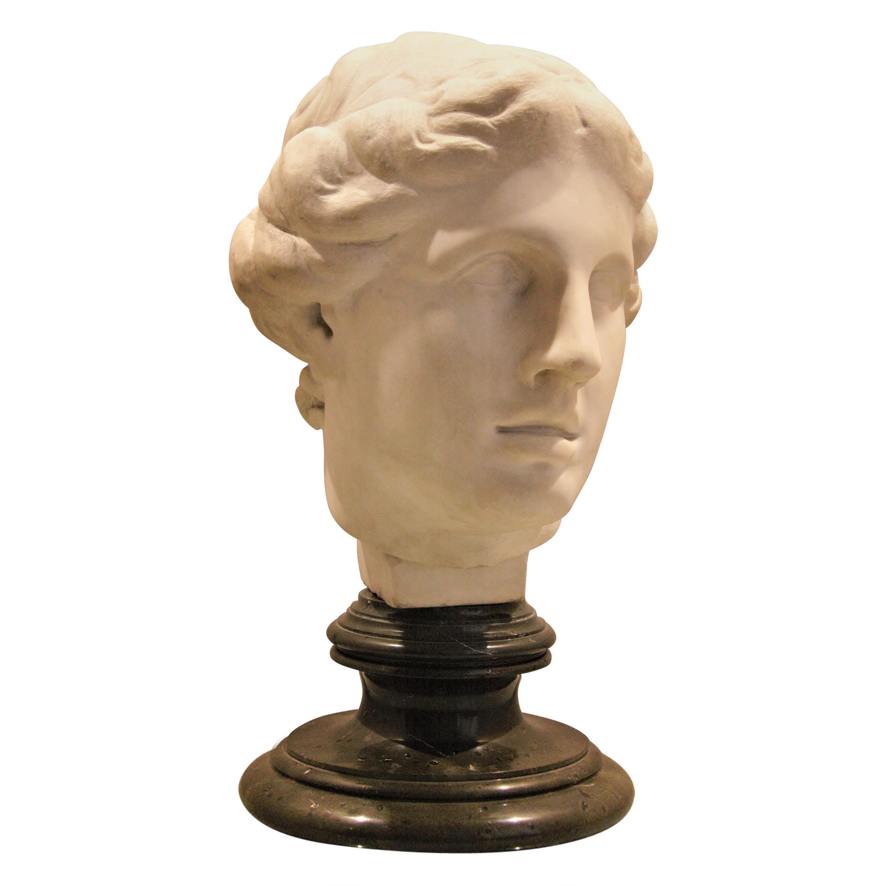 19th Century Italian Bust Carrara Marble For Sale