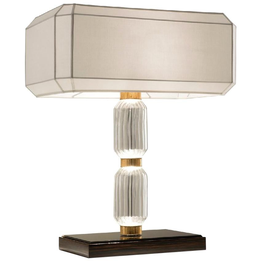 Beatiful Table Lamp Realised with Pyrex Glass Amber or Smoked Mosaic Decoration