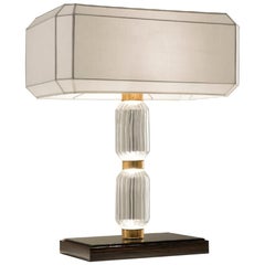 Beatiful Table Lamp Realised with Pyrex Glass Amber or Smoked Mosaic Decoration