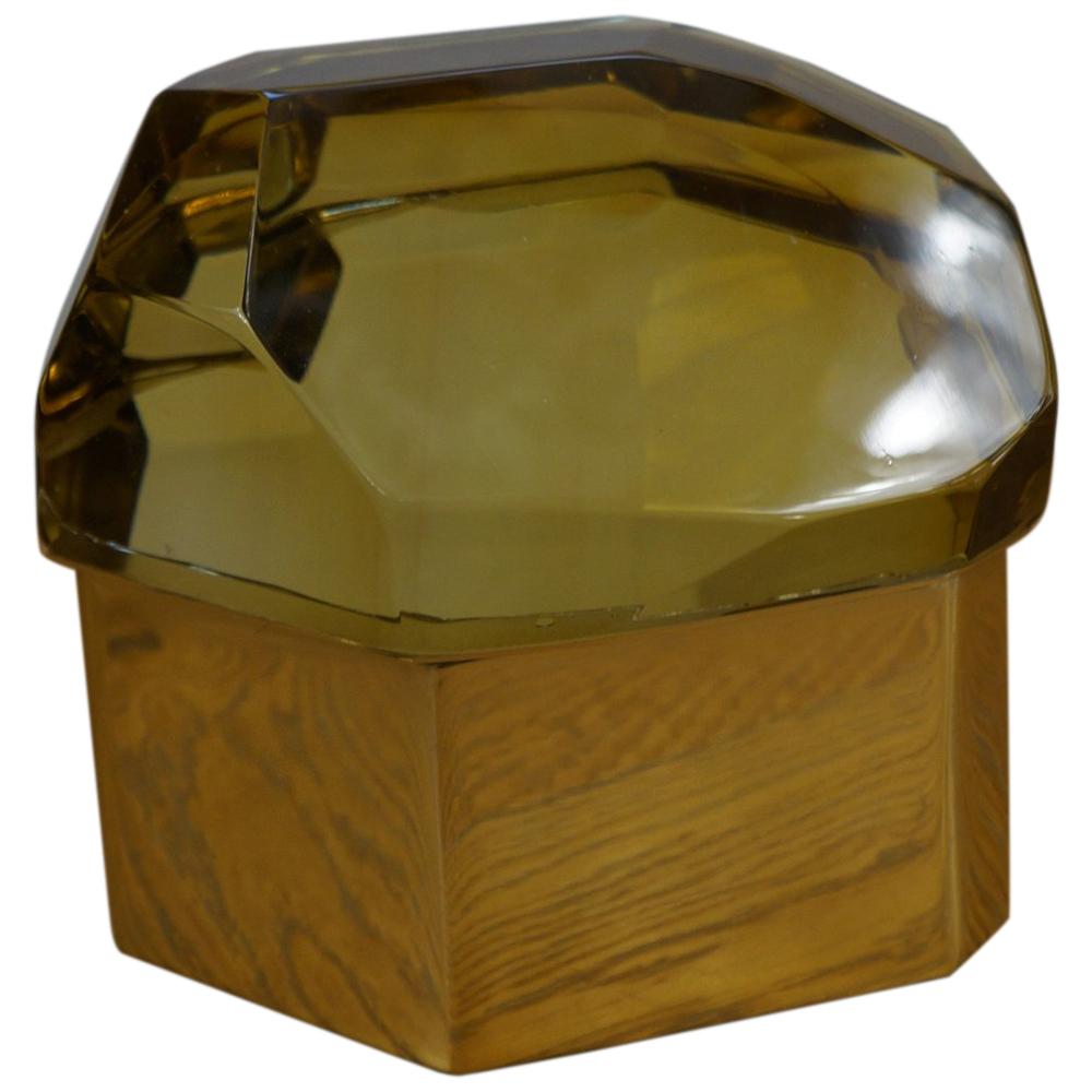 Toso Mid-Century Modern Amber Molato Murano Glass Jewelry Box, 1982