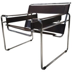 Vintage Brown Leather Wassily B3 Chair by Marcel Breuer for Gavina, 1960s