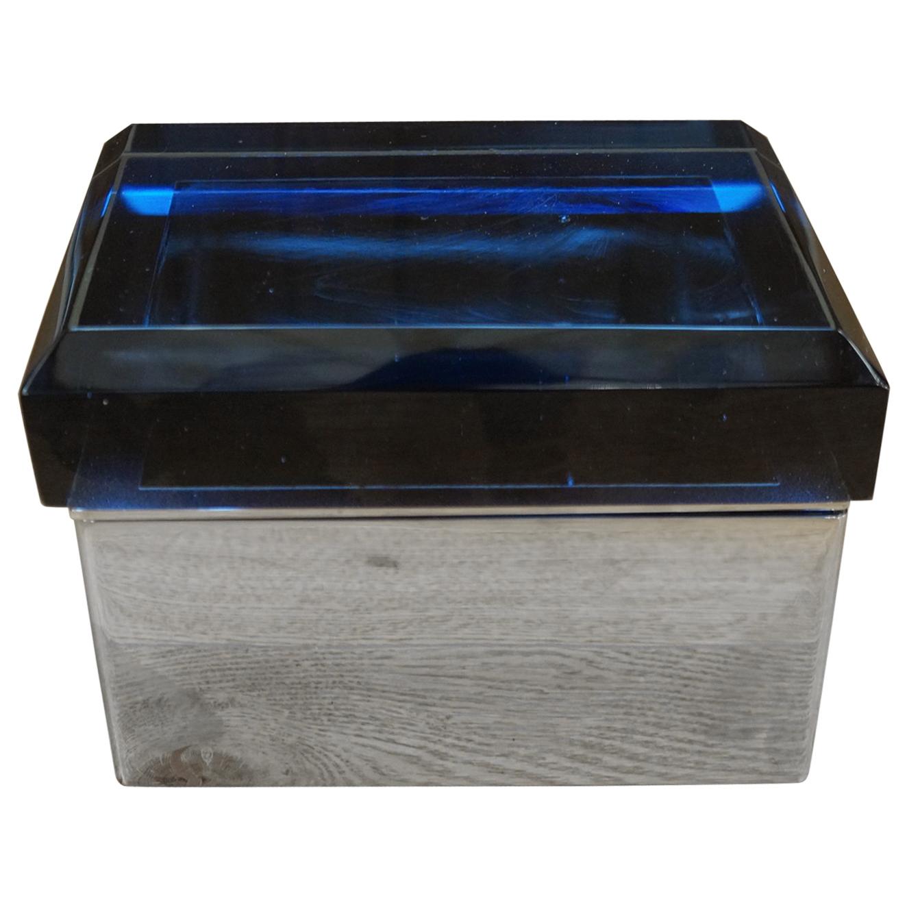 Toso Mid-Century Modern Blue Molato Murano Glass Jewelry Box, 1982