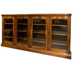 Antique Bespoke 4-Door Glazed Rosewood Bookcase, circa 1880