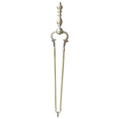 Antique English Victorian Fireplace Tongs or Fire Tongs