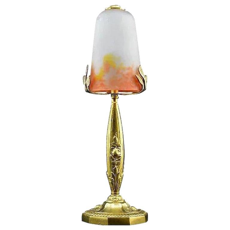 Muller Freres and Charles Ranc French Art Deco Bronze Table Lamp, 1925