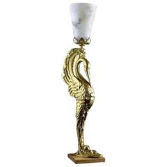 Antique French Art Nouveau / Deco Bronze Ibis Table Lamp, 1910-1920