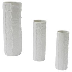 Set of Three German White Ceramic Vases, 1960s