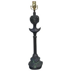 Bronze "La Tete de Femme" Lamp, Patinated Patina