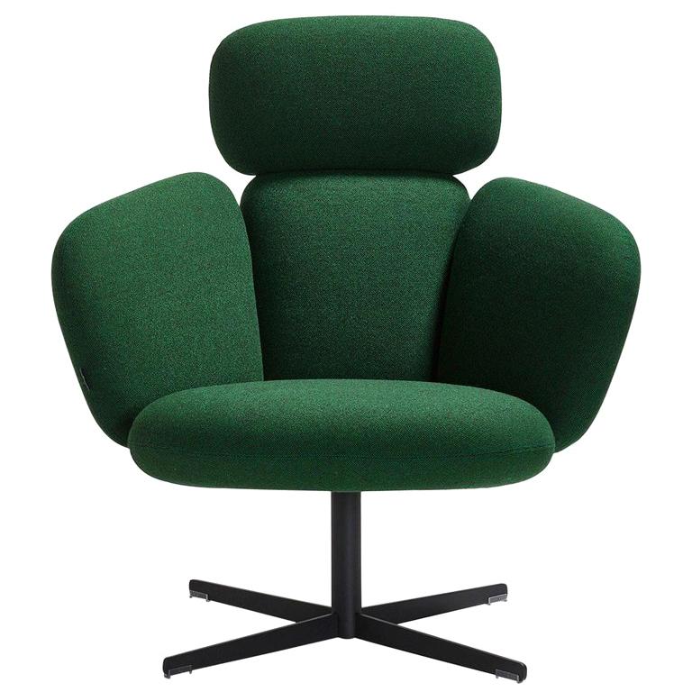 Artifort Green Bras High Back Swivel Lounge Chair Designed by Khodi Feiz