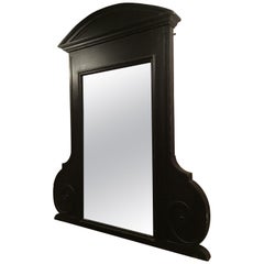 19th Century Italian Black Painted Carved Wood Wall Mirror, 1890s