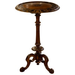 Victorian Walnut Pokerwork and Carved Occasional Table on Cabriole Legs