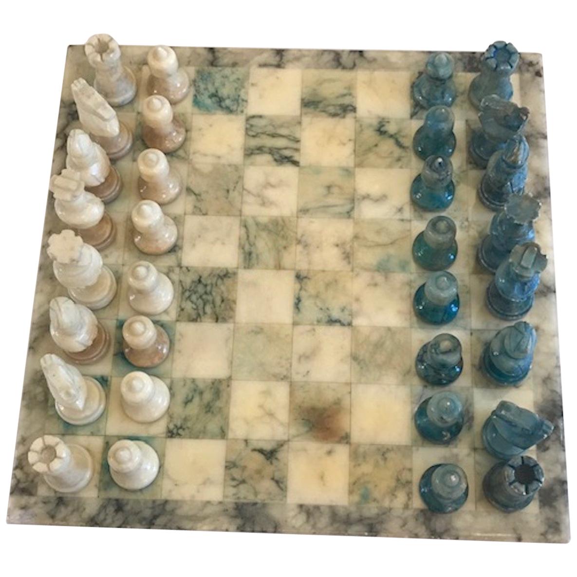 1950s Italian Marble Two-Colors Chess Board  For Sale