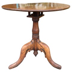 English Regency Style Oak Round Tilt-Top Side Table with Bird Cage, circa 1840