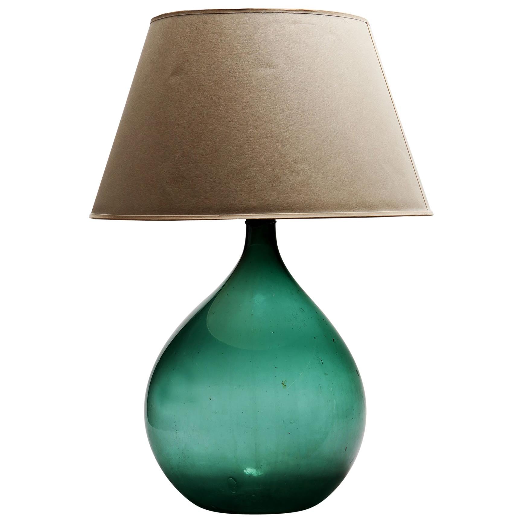 Very Large 19th Century Green Glass Vessel as a Table Lamp