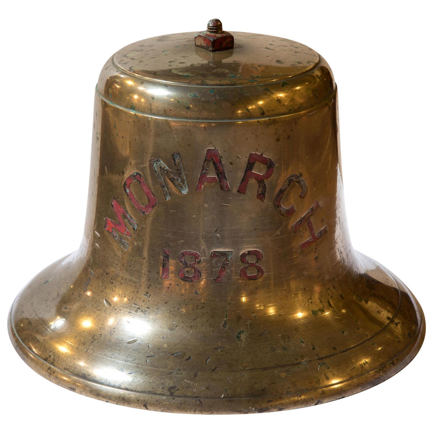 Bronze Ships Bell from HMS Monarch Dated, 1878 For Sale