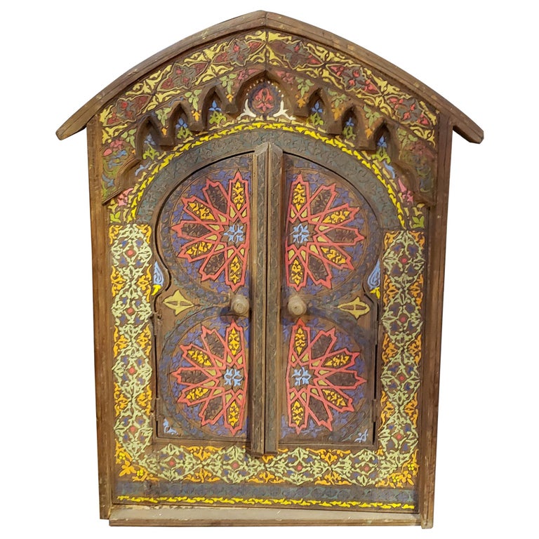 Moroccan Zouak Repurposed Wooden Frame Mirror Extra At 1stdibs