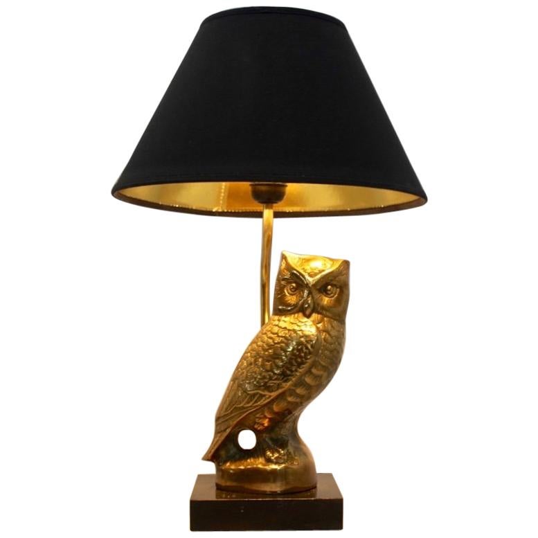 Owl Sculpture Table Lamp in Brass by Deknudt, Belgium, 1970s