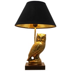 Owl Sculpture Table Lamp in Brass by Deknudt, Belgium, 1970s