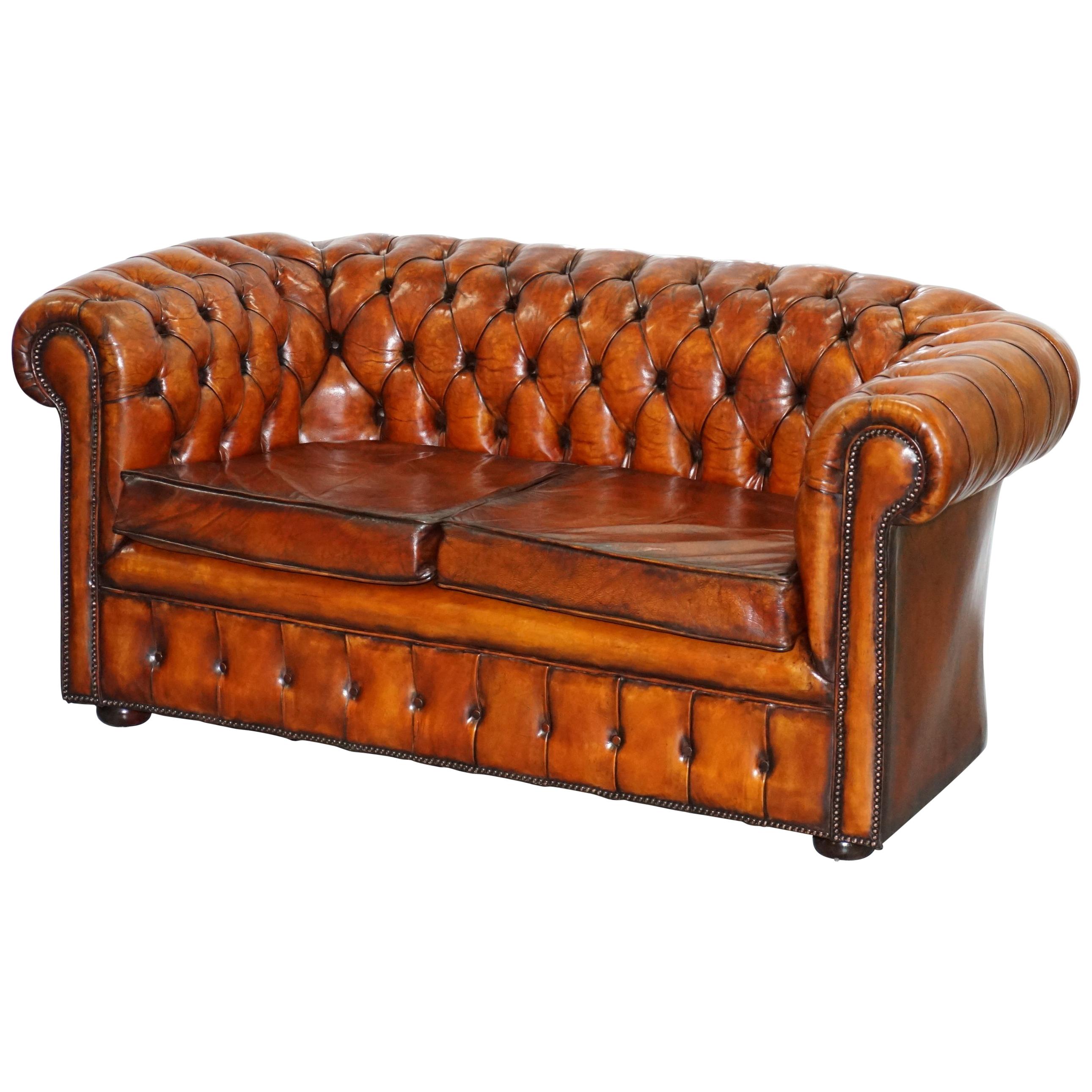 1930s Made in England Restored Hand Dyed Chesterfield Club Sofa Feather Filled