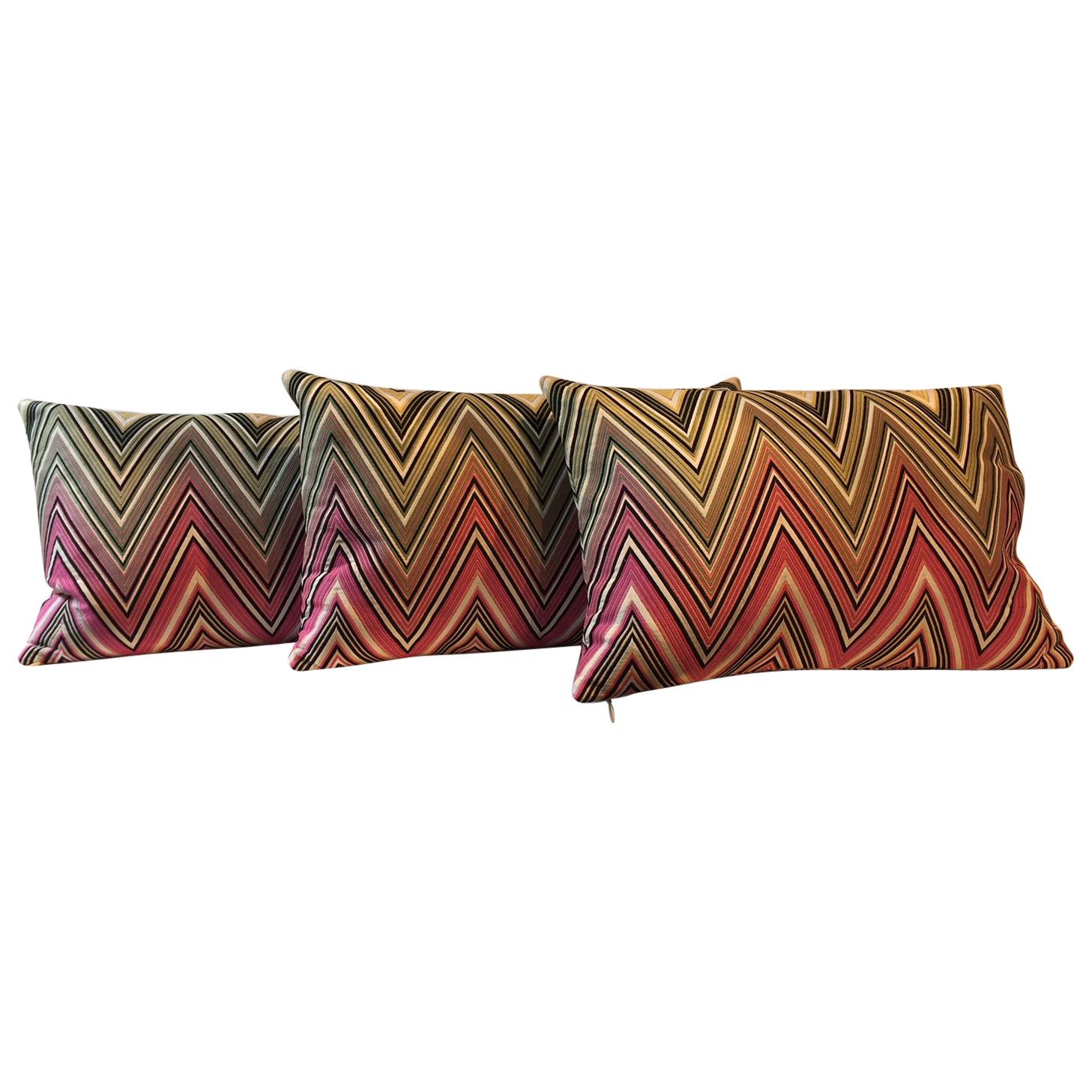Missoni Multicolored Chevron Stripe Set of 3 No Rectangular Cushions