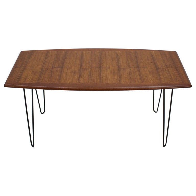 1960s Teak Coffee Table on Hairpin Legs at 1stdibs