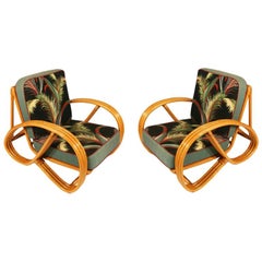 Paul Frankl Style Round Pretzel Arm Rattan Chair Set