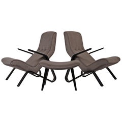 Pair of Early Eero Saarinen Grasshopper Chairs for Knoll with Rare Black Frames