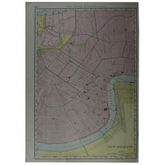 Original Antique City Plan of New Orleans, USA, circa 1900