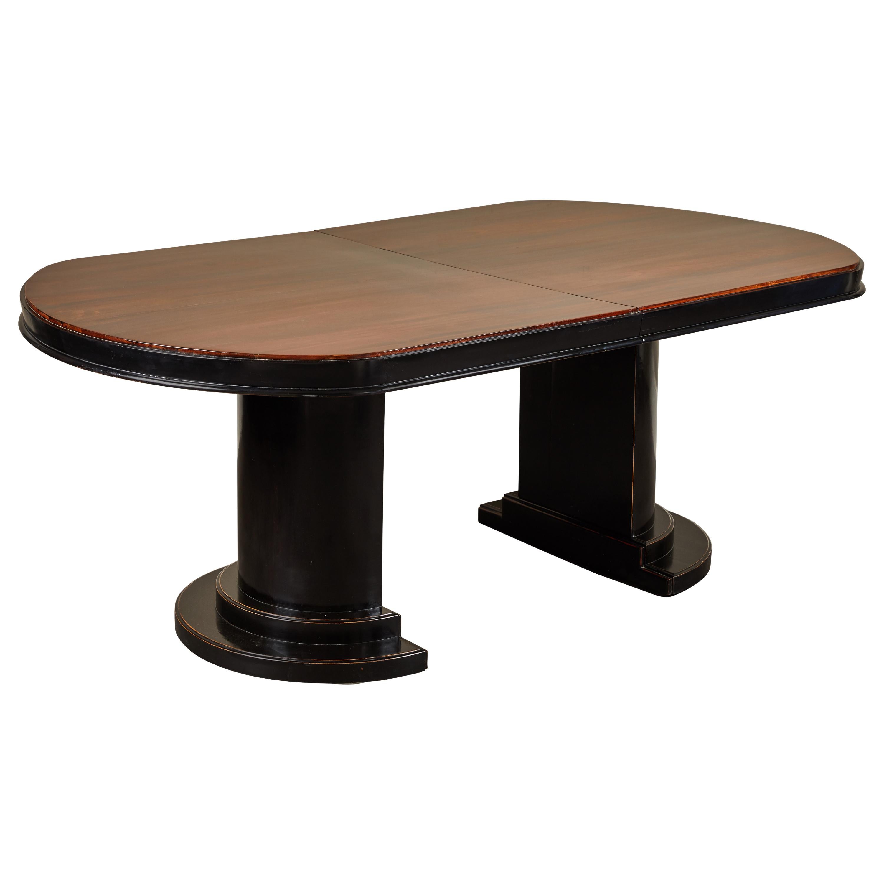 1920s Vietnamese Art Deco Dining Table with Leaf