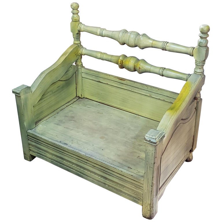 Moroccan Hand Carved Wooden Bench Lime Green Low Seating For