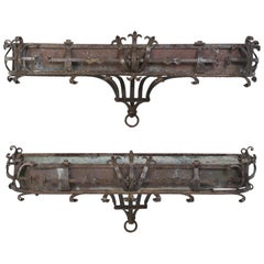 Pair of Antique Italian Copper and Steel Window Boxes, 2 Pairs Available