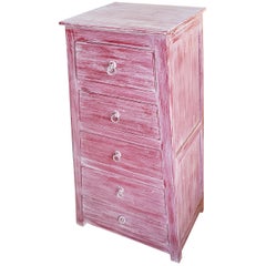 Hand Painted Wooden Moroccan Cabinet, Faded Pink