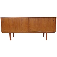 Midcentury Danish Modern IB Kofod Larsen Teak Sliding Door Credenza