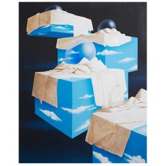 Surrealist Painting of Boxes 1971